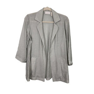Chicos 1 Mint Green Metallic Lightweight Layering Jacket Pockets 3/4 Sleeves